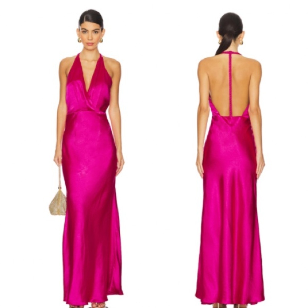 Elliatt Fuchsia Halter-Back Maxi Dress